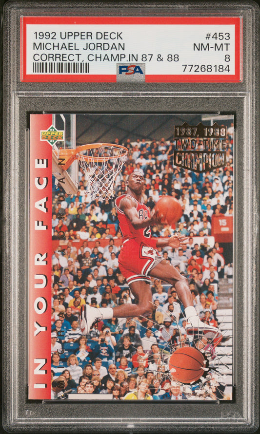 1992-93 Upper Deck - Michael Jordan (1987, 1988 Two-Time Champion) - 453.2 - PSA Graded Card