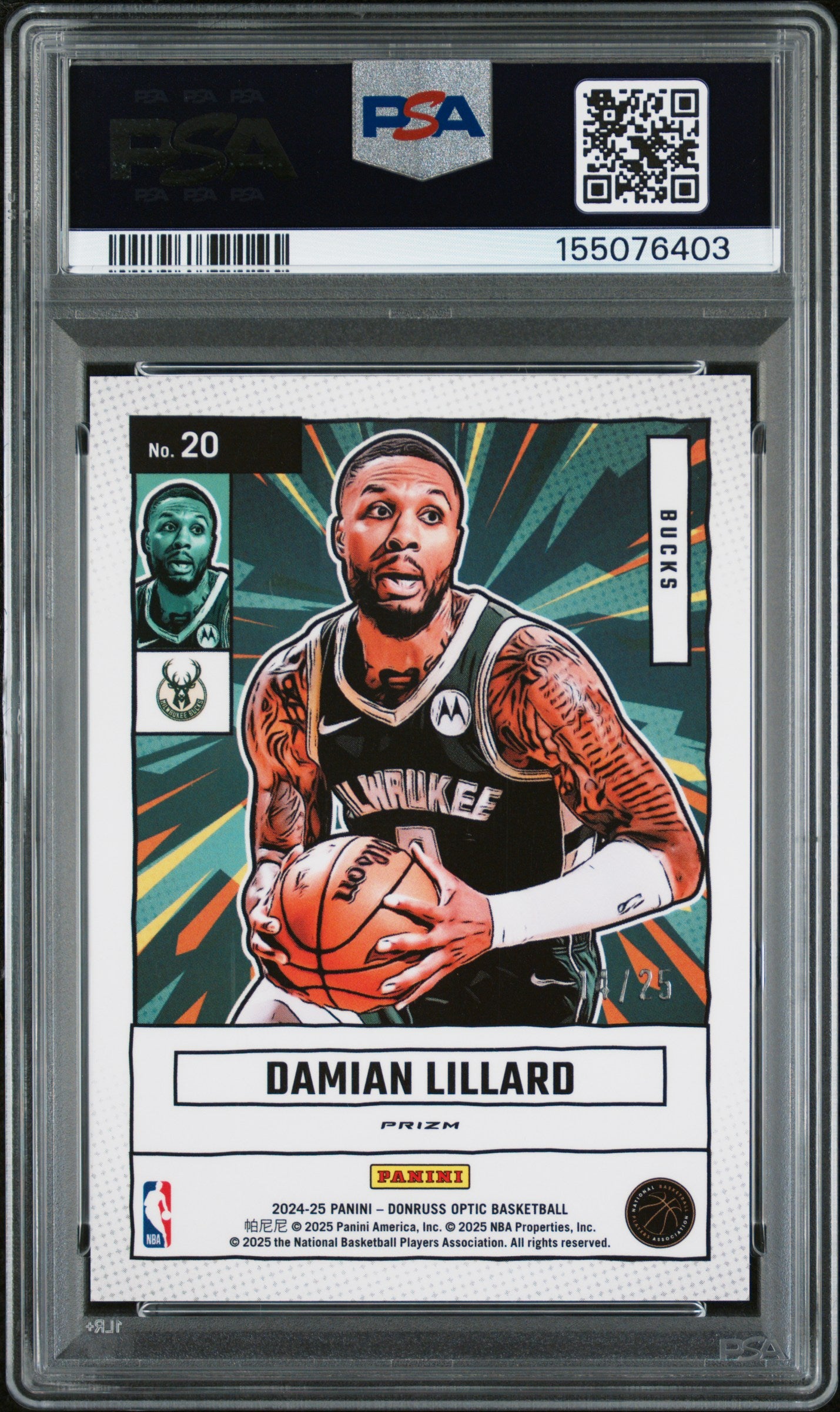 2024 Panini Donruss Optic - Damian Lillard - Net Marvels Green International Limited to /25 #20 - PSA Graded Card