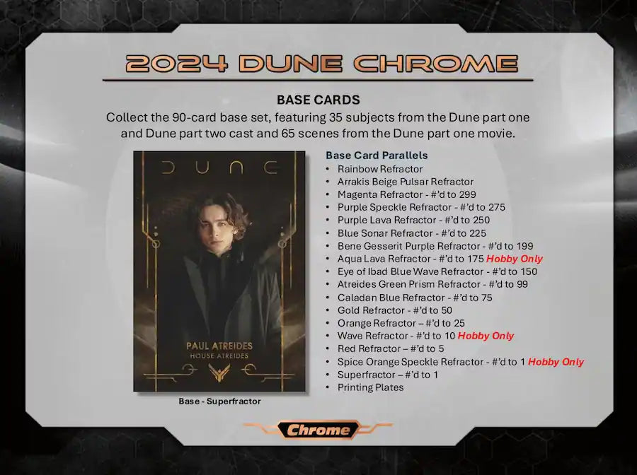 2024 Topps Dune Chrome Hobby Box - (10 Packs per Box, 5 Cards Per Pack)