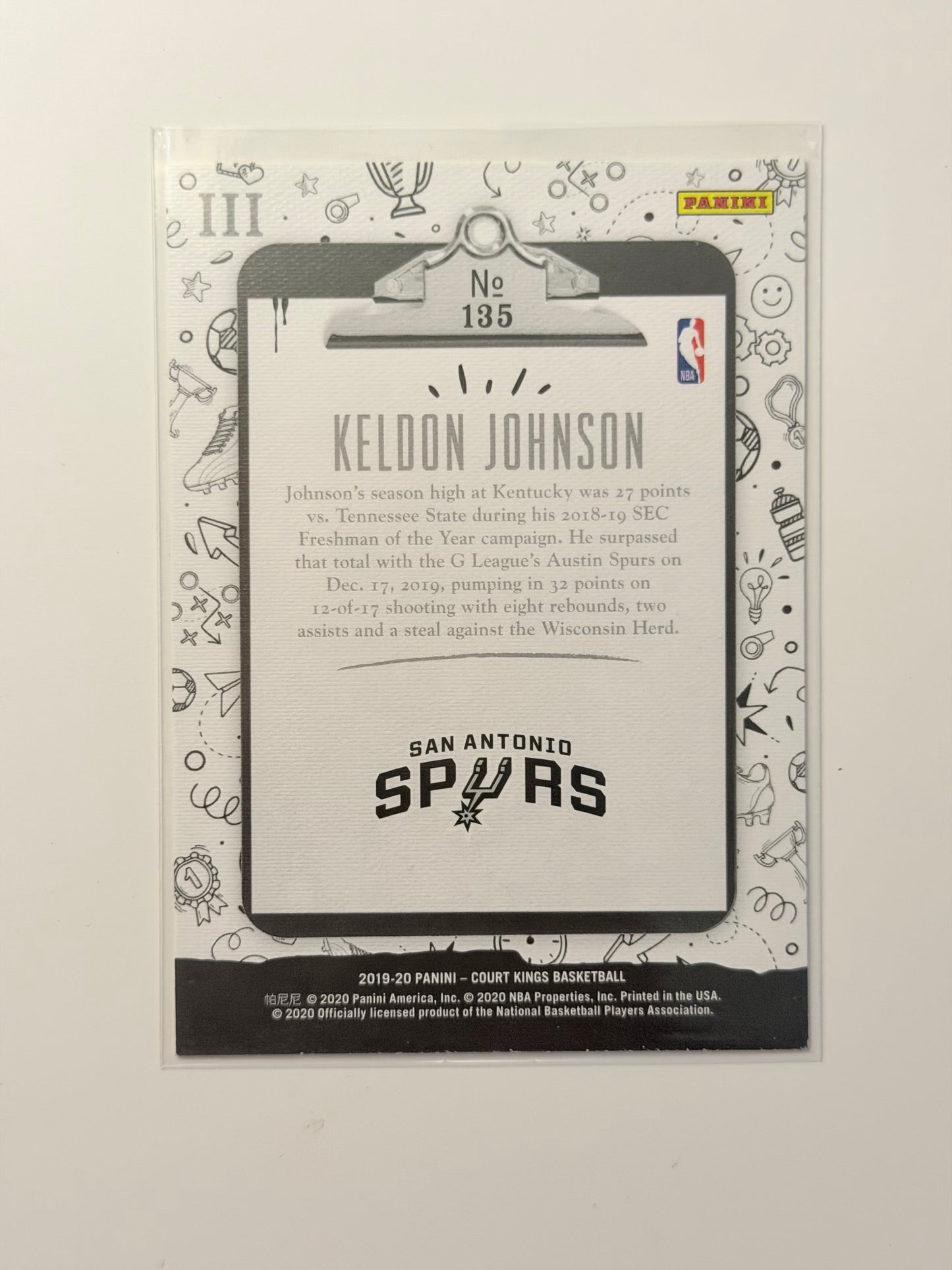 2019 Panini Court Kings - Keldon Johnson - #135 - Raw Ungraded Card