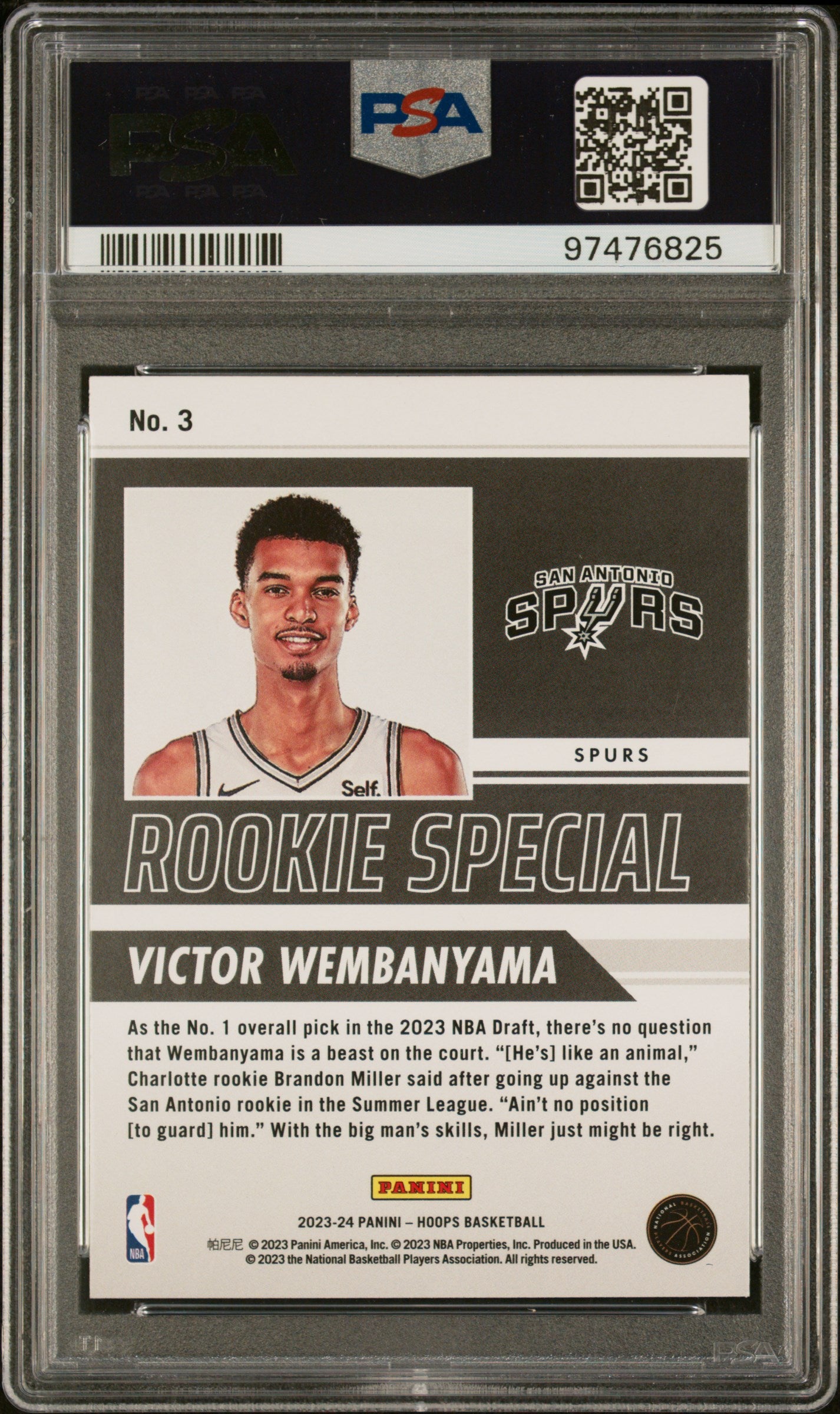 2023-24 - NBA Hoops - Rookie Special  - #3 Victor Wembanyama HOLO Rookie  - PSA 9