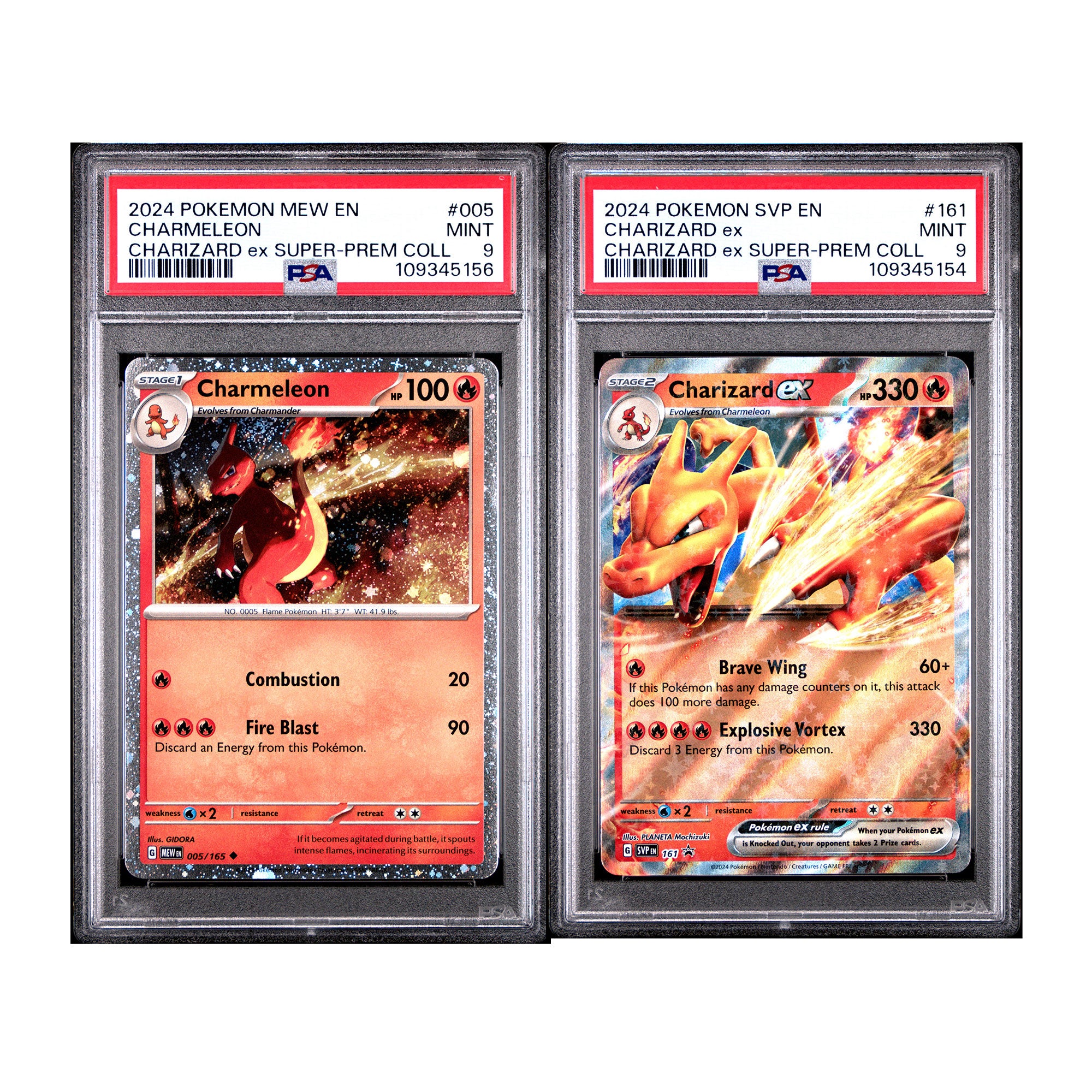 2024 Pokemon MEW-EN - Charizard ex Super Premium Collecion PSA 9 Promo Set 