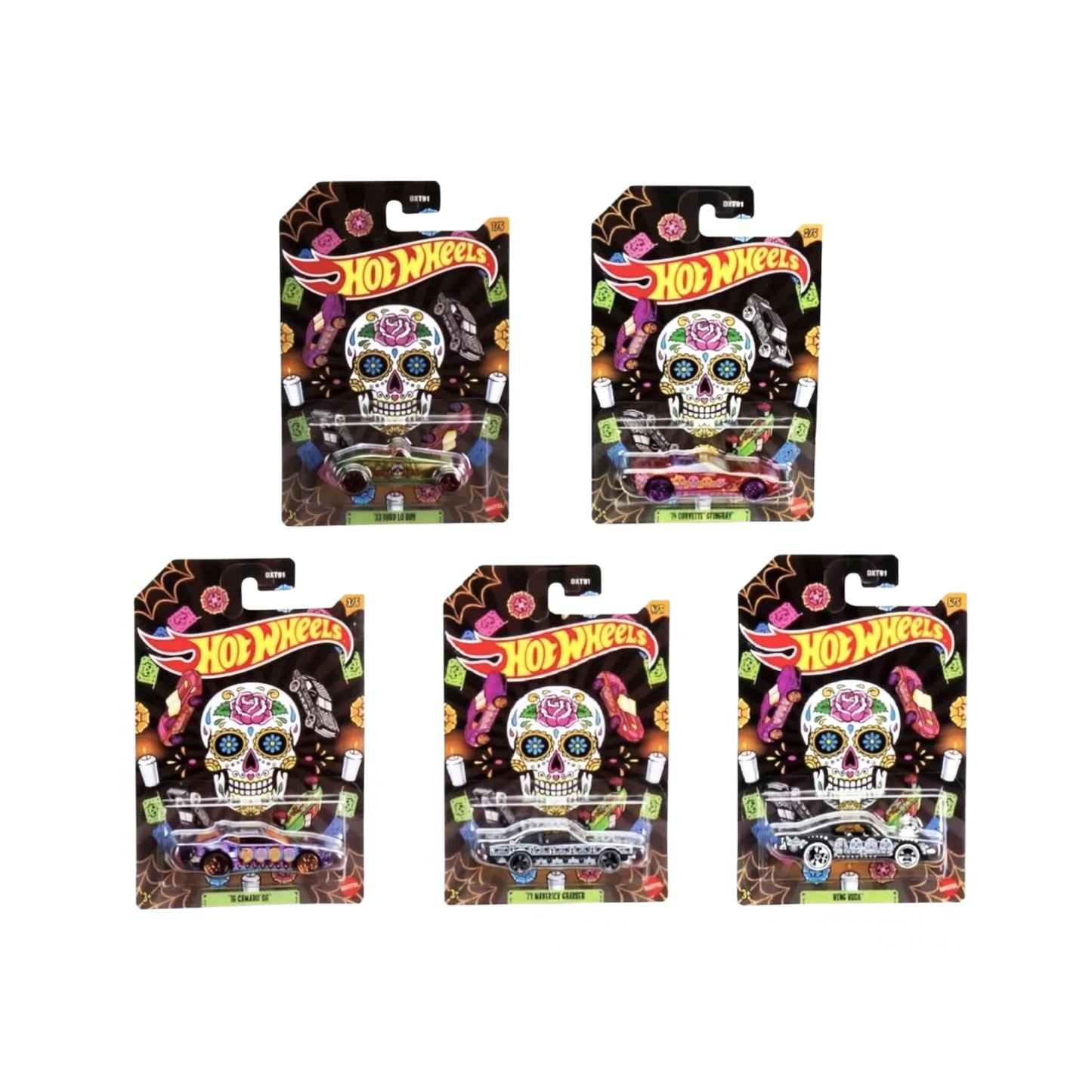 Hot Wheels 2023 Dia De Los Muertos Halloween - Complete Set of 5 DXT91-956F