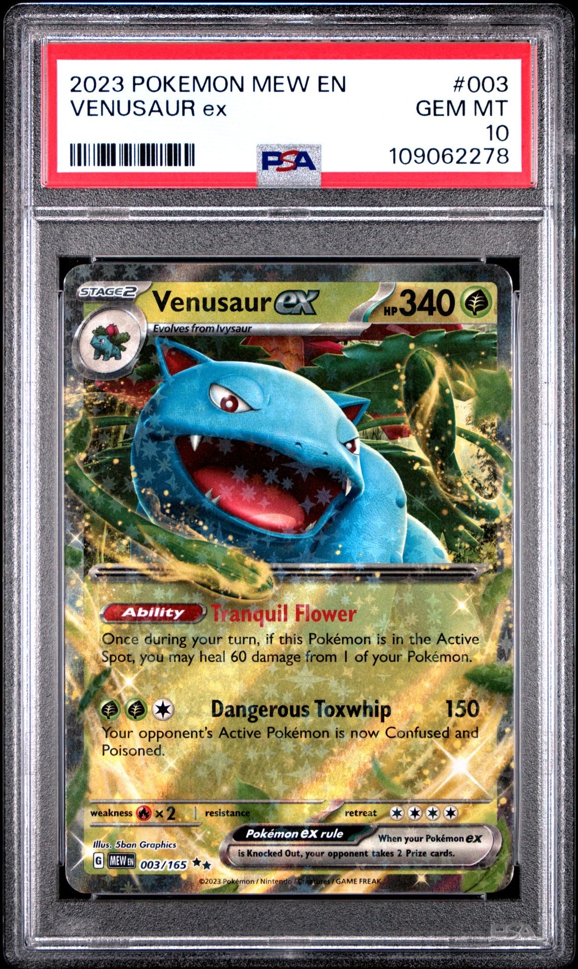 2023 Pokemon Mew En — Scarlet & Violet 151 003 Venusaur Ex — PSA Graded Card
