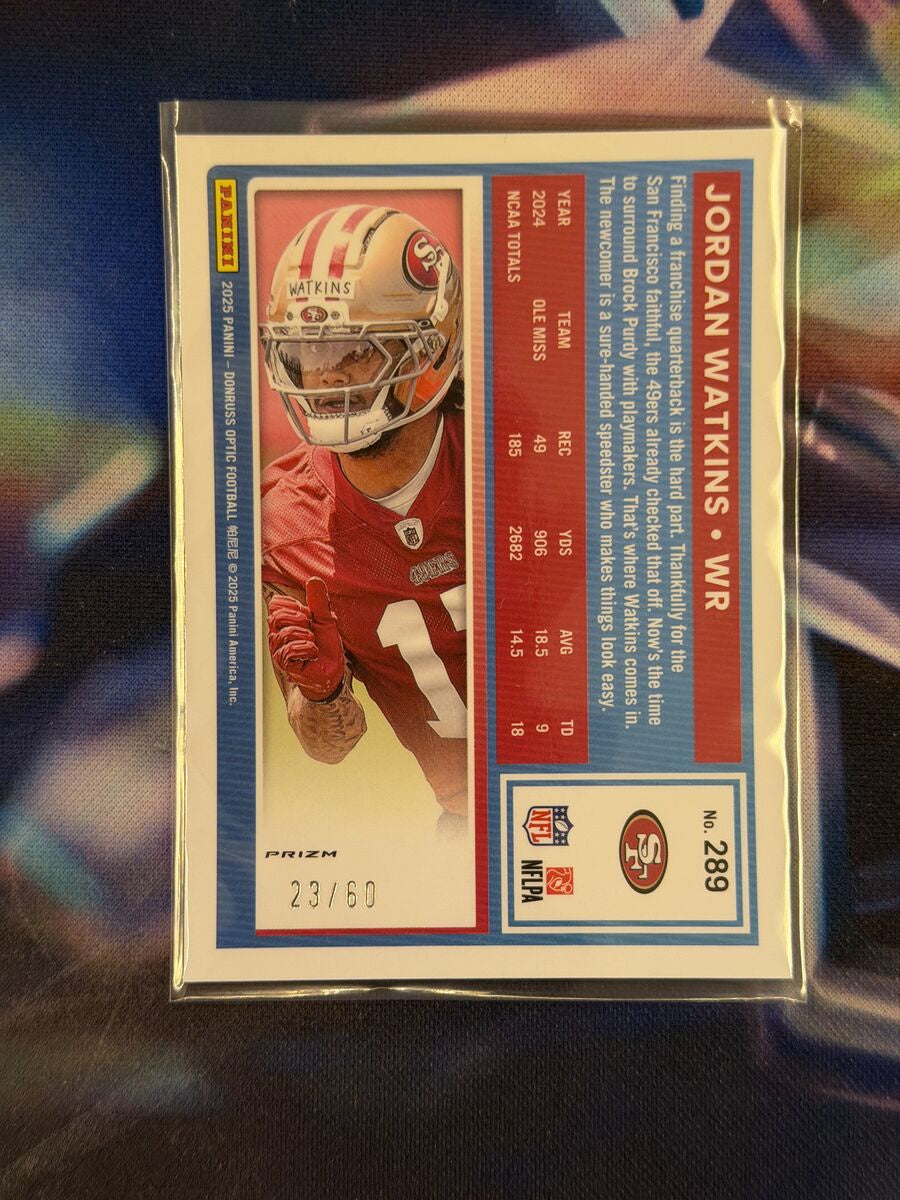 Jordan Watkins Rated Rookie Purple Prizm Back - 2025 Donruss Optic