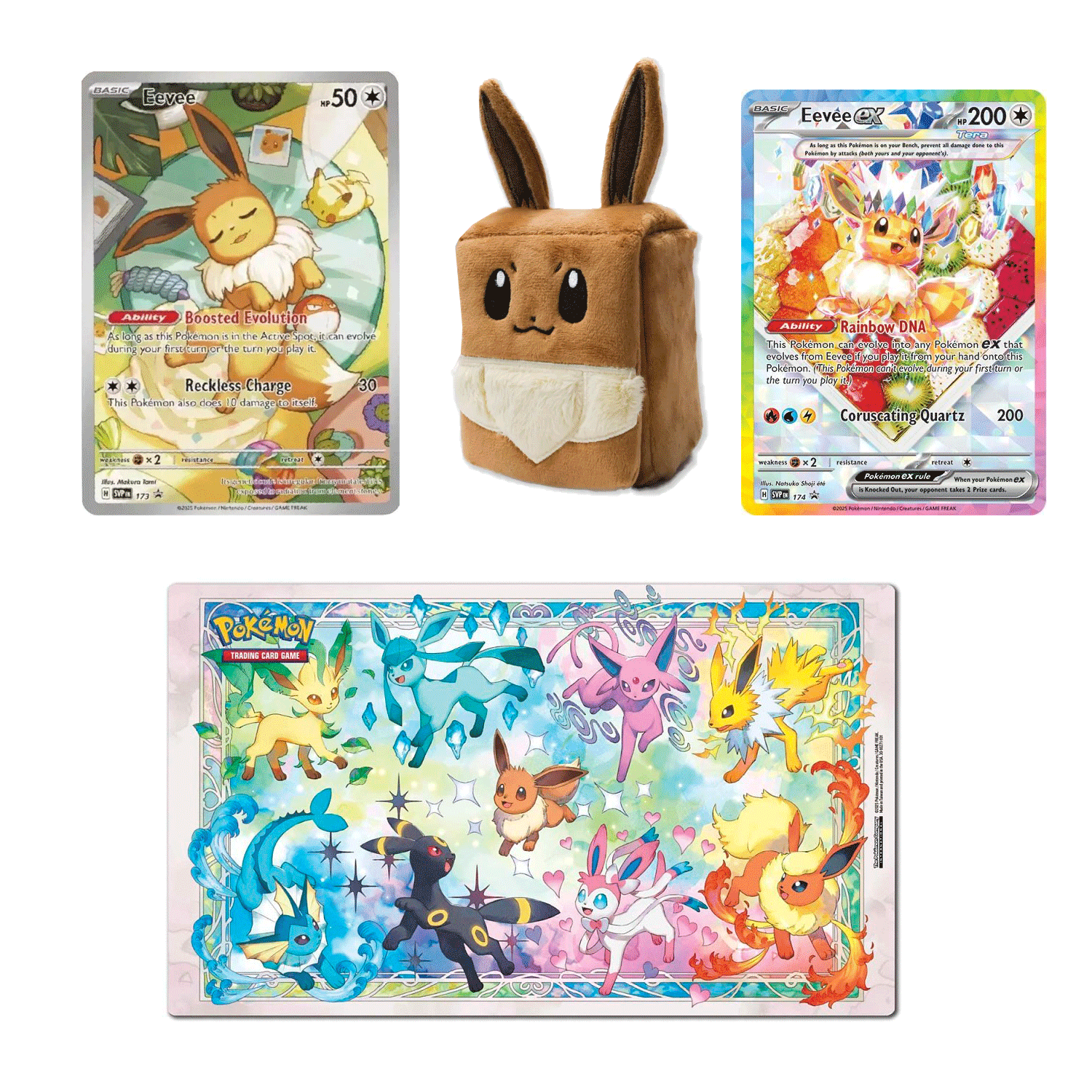 Pokemon - Eevee #173 ETB Promo + Eevee #174 SPC Promo + Eevee Fuzzy De SoleSavy Pokemon - Eevee #173 ETB Promo + Eevee #174 SPC Promo + Eevee Fuzzy De SoleSavy