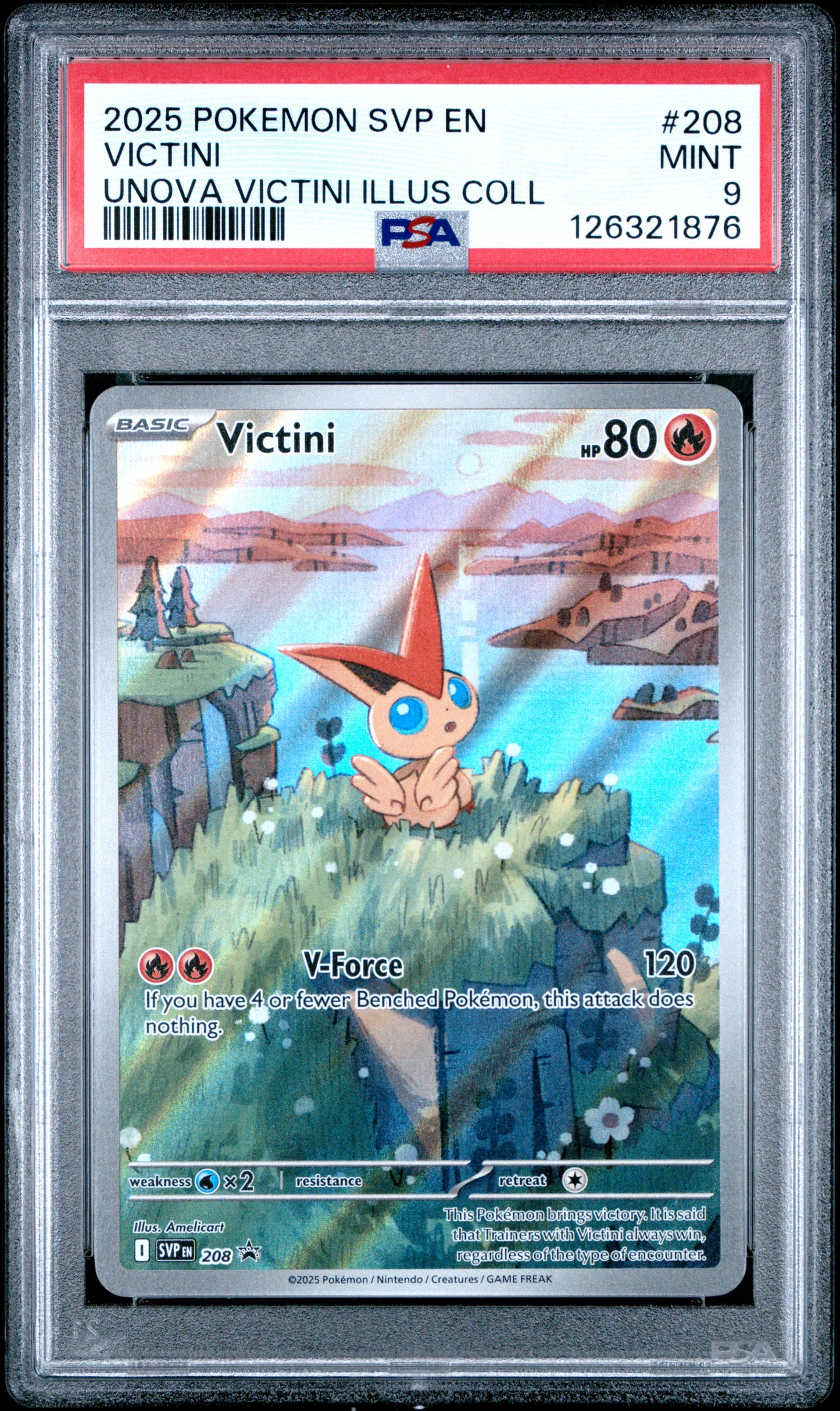 2025 Pokemon - SVP EN - Victini #208 - Illustration Rare - Unova Victini Collection - PSA Graded Card