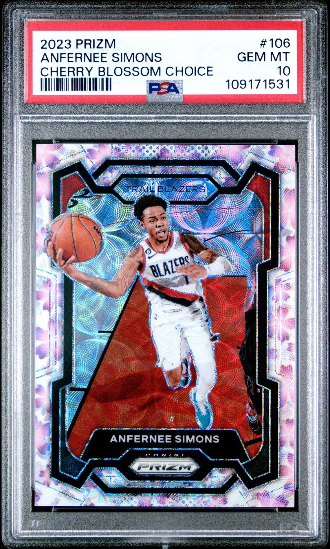2023 Panini Prizm 106 Anfernee Simons Cherry Blossom Choice - PSA Graded Card
