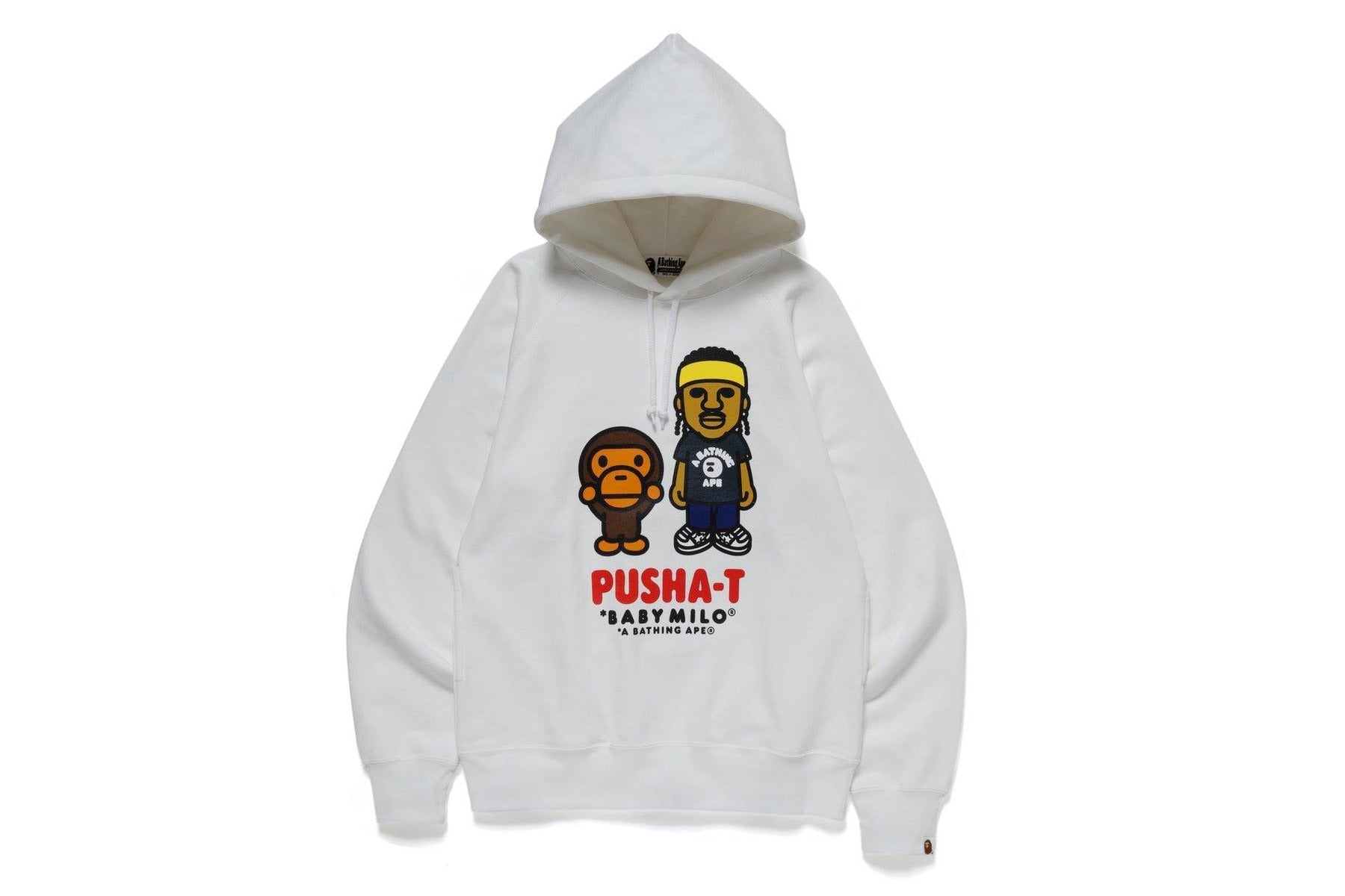 BAPE X Pusha T Baby Milo Pullover Hoodie White – SoleSavy