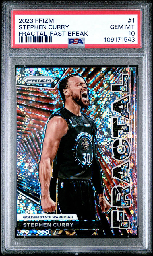 2023 Panini Prizm Fractal 1 Stephen Curry Fast Break - PSA Graded Card