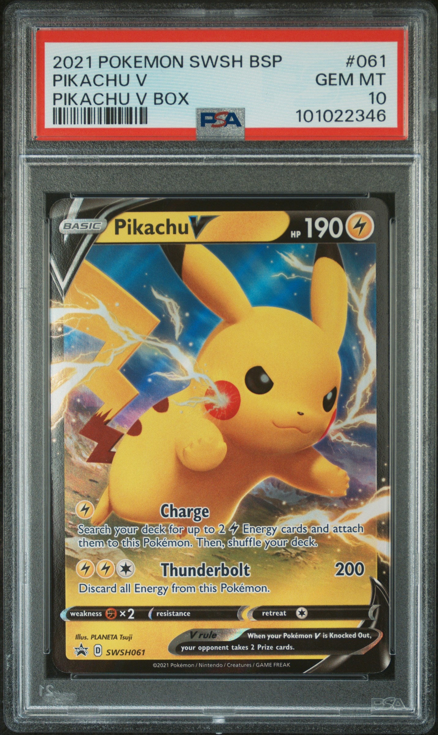 2021 Pokemon - #061 Pikachu V - Black Star Promo - #SWSH061 PSA Graded Card
