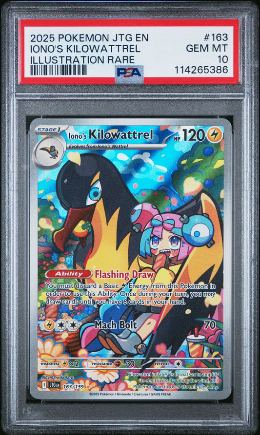 2025 Pokemon Jtg En-Journey Together 163 Iono's Kilowattrel Illustration Rare - PSA Graded Card