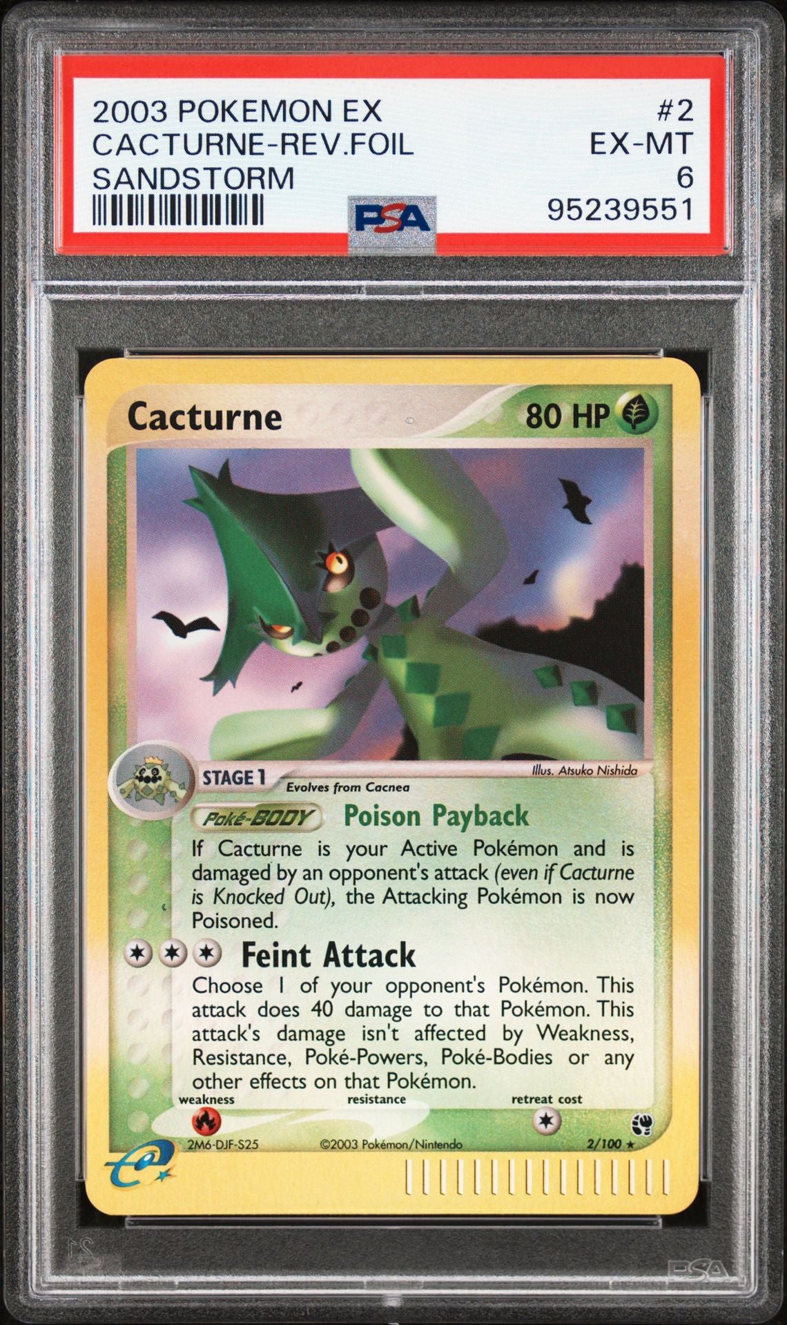 2003 Pokemon Ex Sandstorm 2 Cacturne-Reverse Foil - PSA Graded Card 2003 Pokemon Ex Sandstorm 2 Cacturne-Reverse Foil - PSA Graded Card