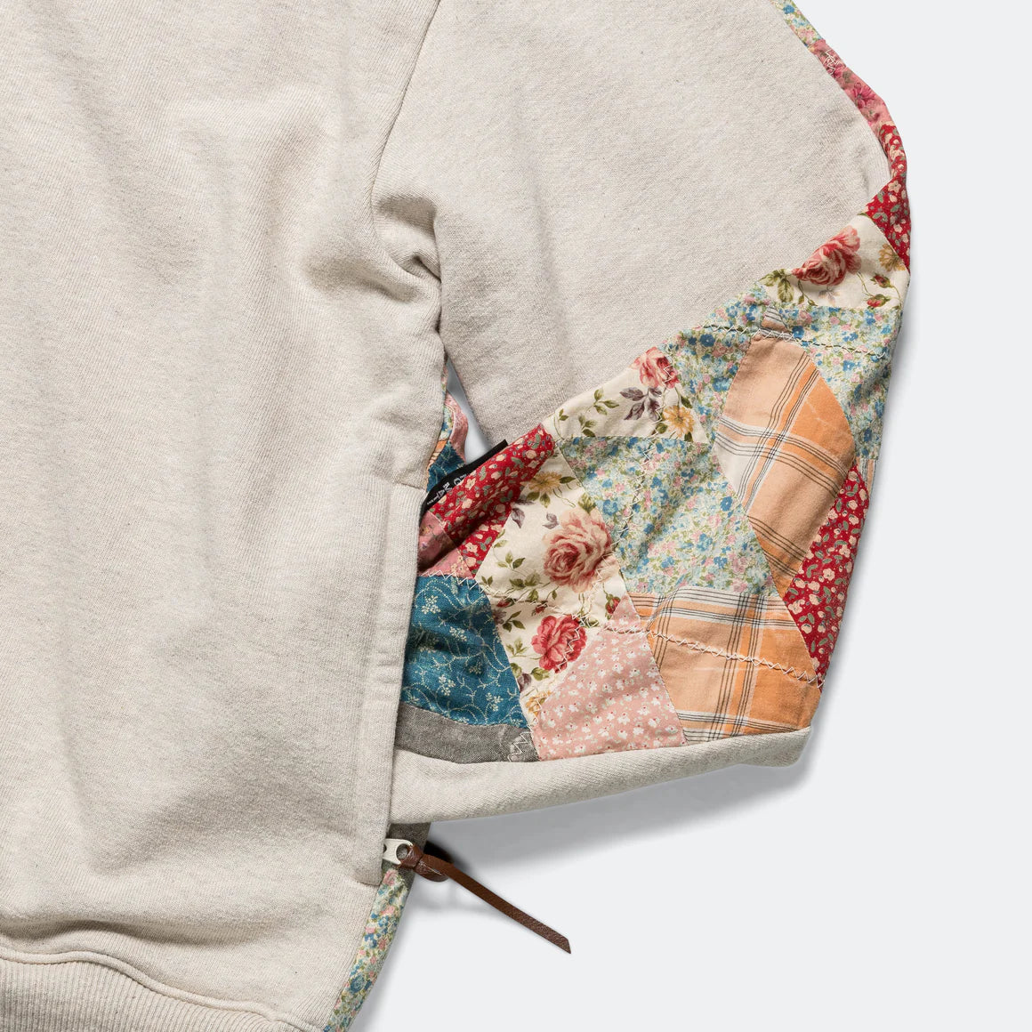 Kapital: Top Swt Knit X Yabane Quilt 2Tones Big Swt - Beige - K2403LC094