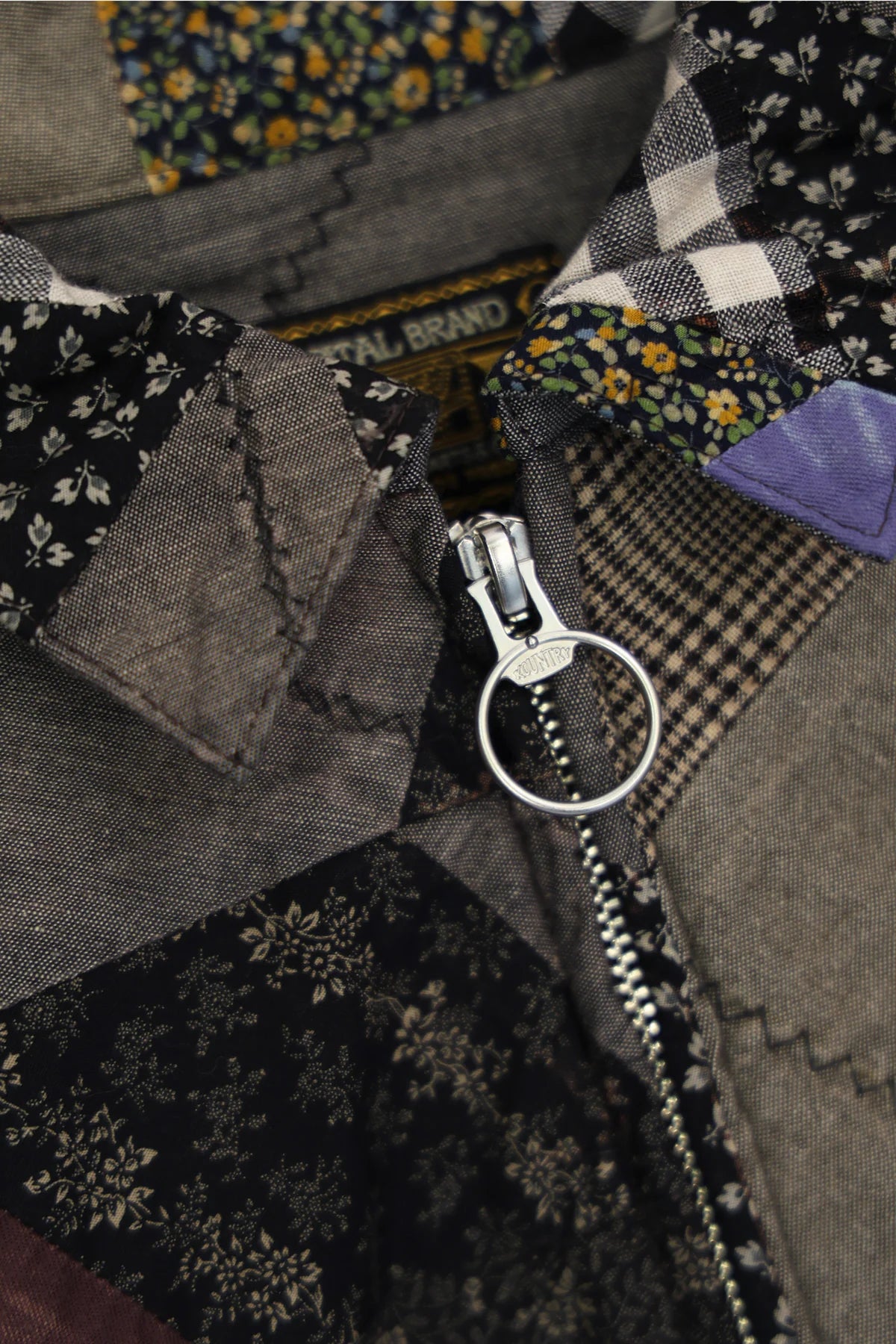 Kapital: Yabane Quilt Patchwork Drizzler Jkt - Black - K2403LJ093