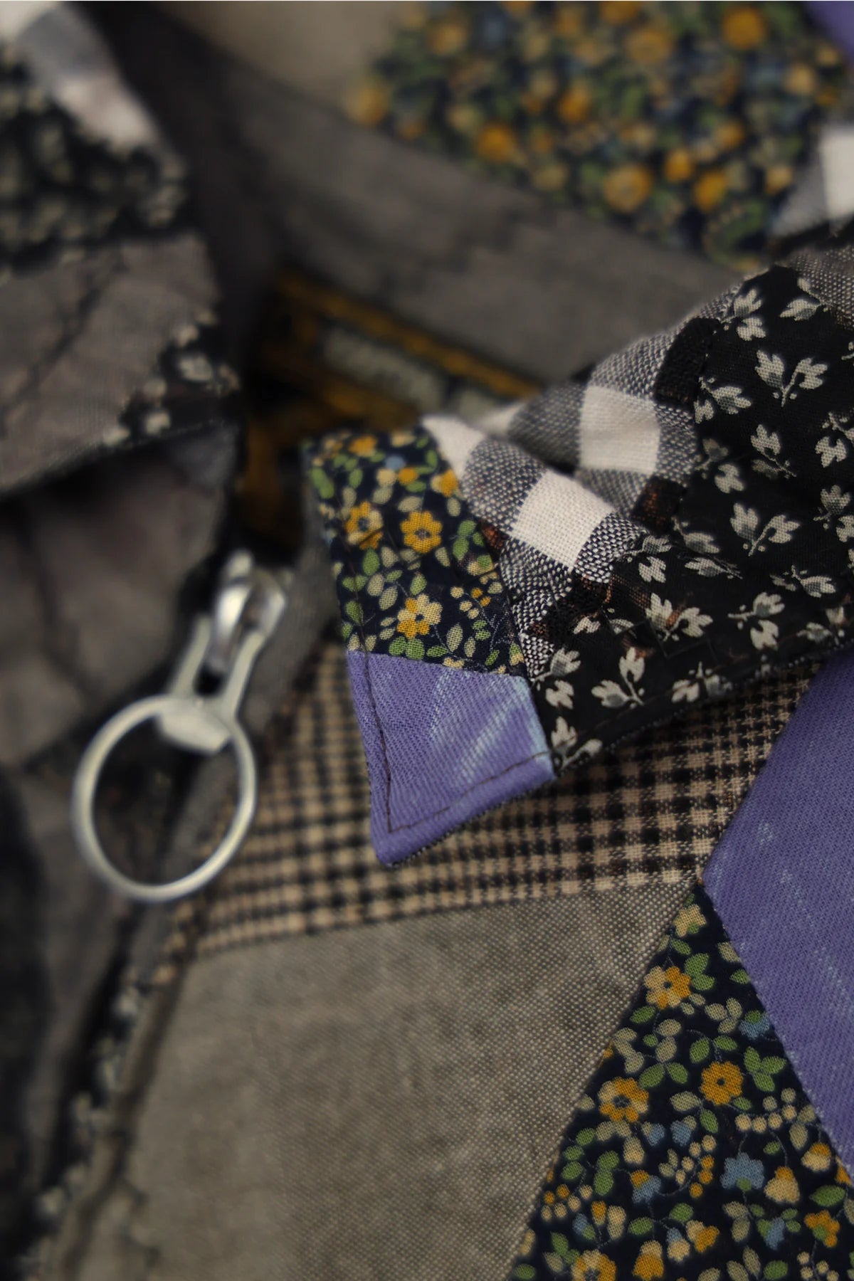 Kapital: Yabane Quilt Patchwork Drizzler Jkt - Black - K2403LJ093