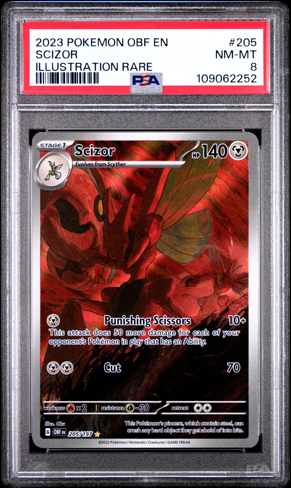 2023 Pokemon OBF En — Obsidian Flames — 205 Scizor Illustration Rare — PSA Graded Card