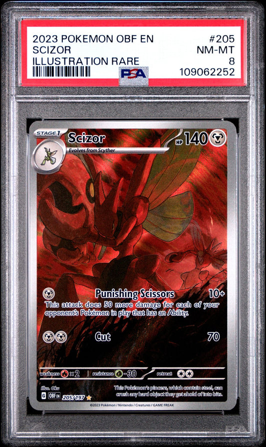 2023 Pokemon OBF En — Obsidian Flames — 205 Scizor Illustration Rare — PSA Graded Card