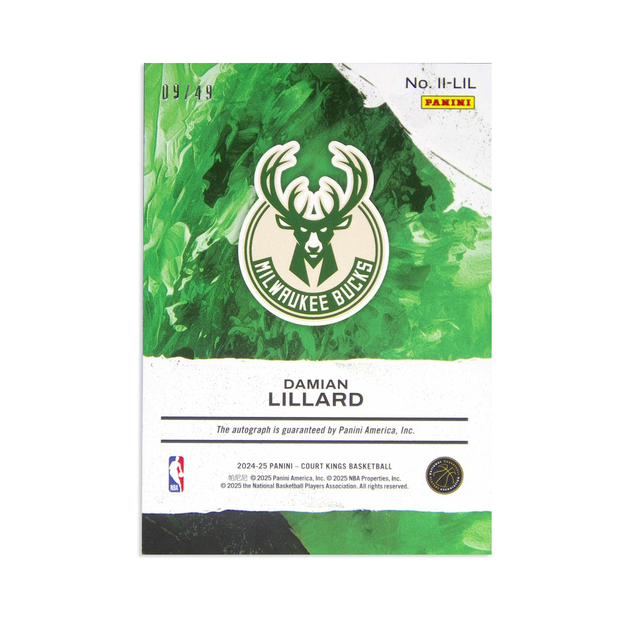 2024-25 Panini Court Kings - Damian Lillard Impressionist Ink Autographs - Limited to /49 - Ungraded Raw Card