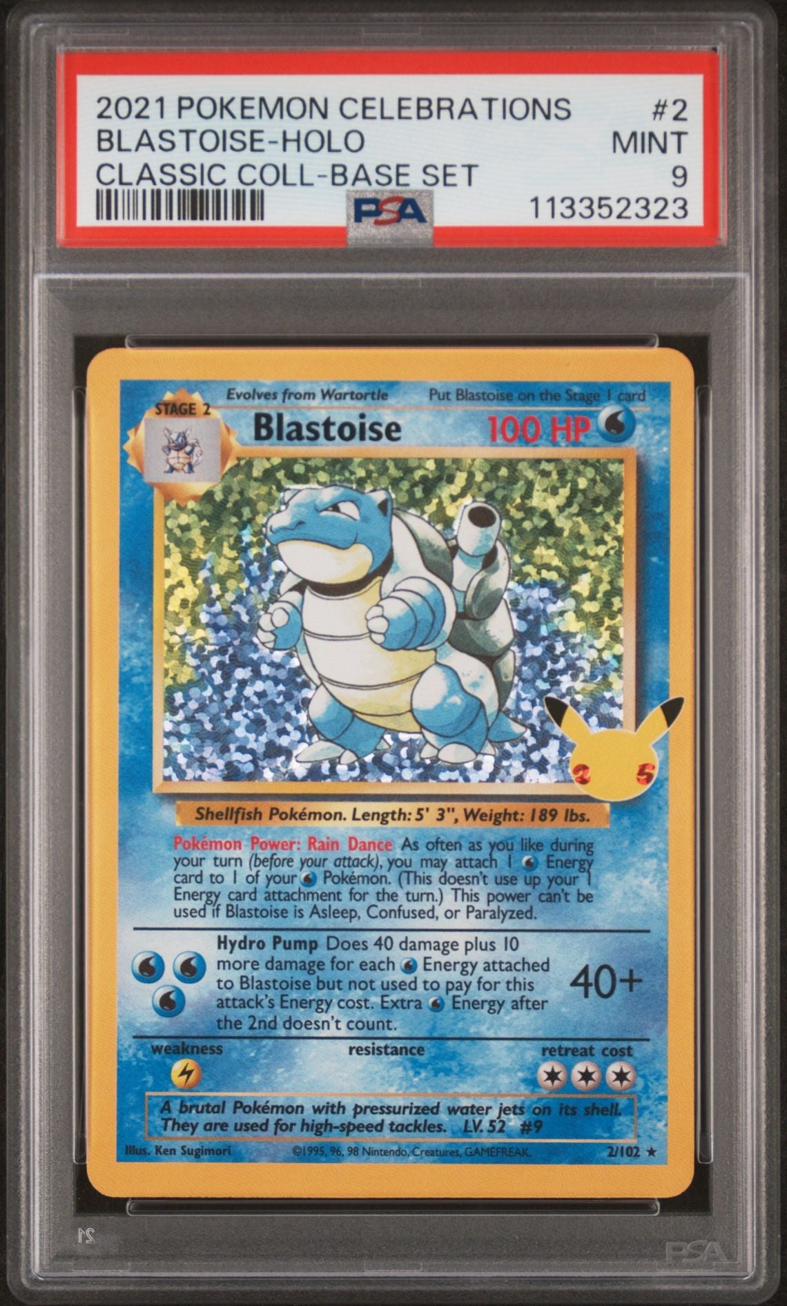 2021 Pokemon Celebrations Classic Collection — 2 Blastoise-Holo — PSA Graded Card