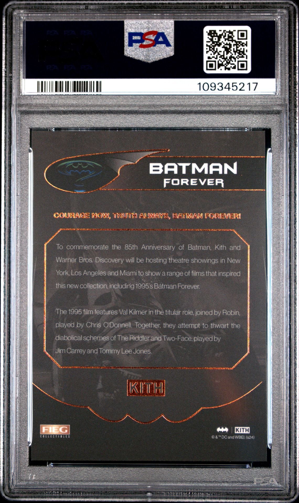 2024 Batman x KITH - Batman Forever 1995 - Promo Card - Feig Collectibles - PSA Graded Card