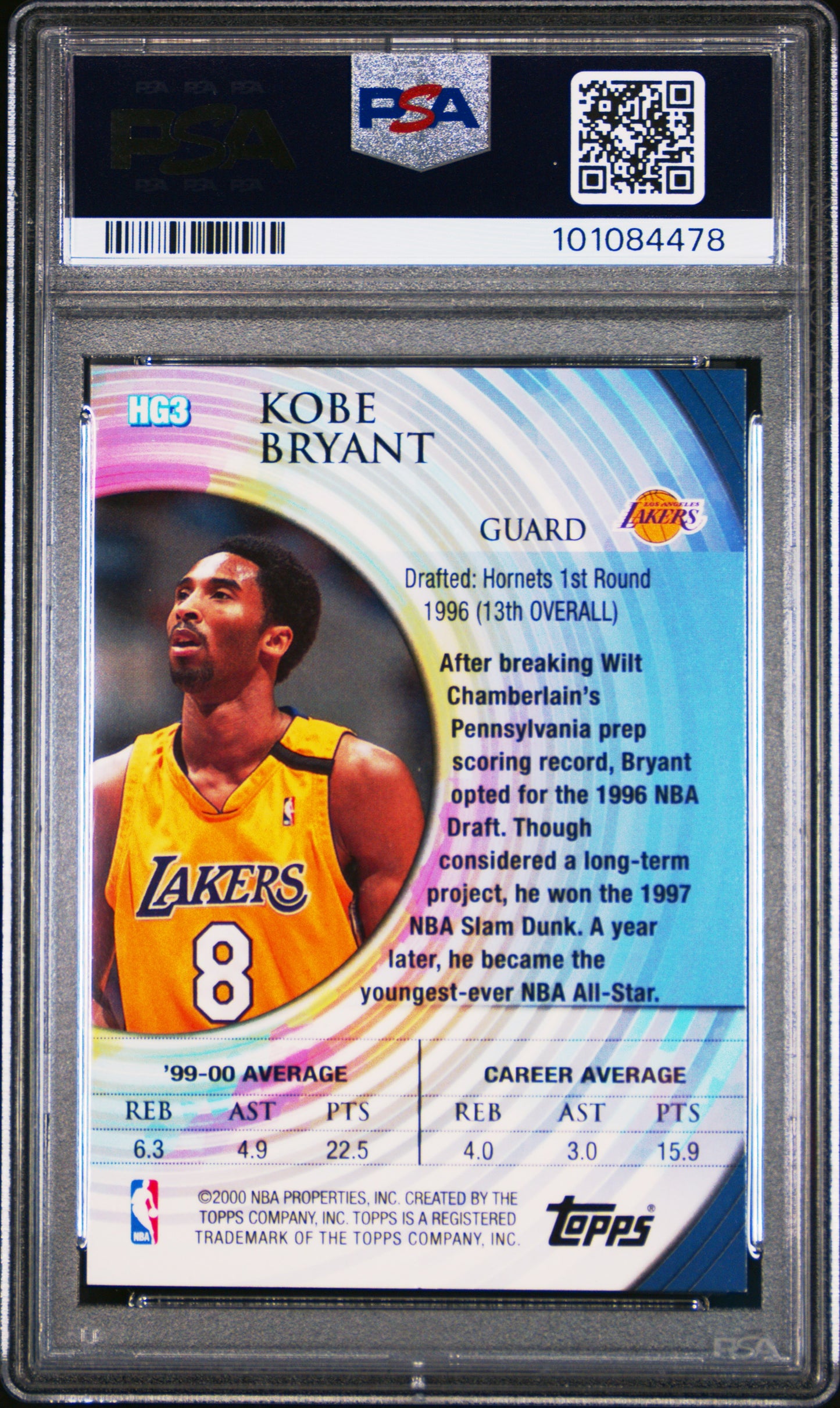 2000 Topps - Kobe Bryant - Hidden Gems - HG3 - PSA Graded Card