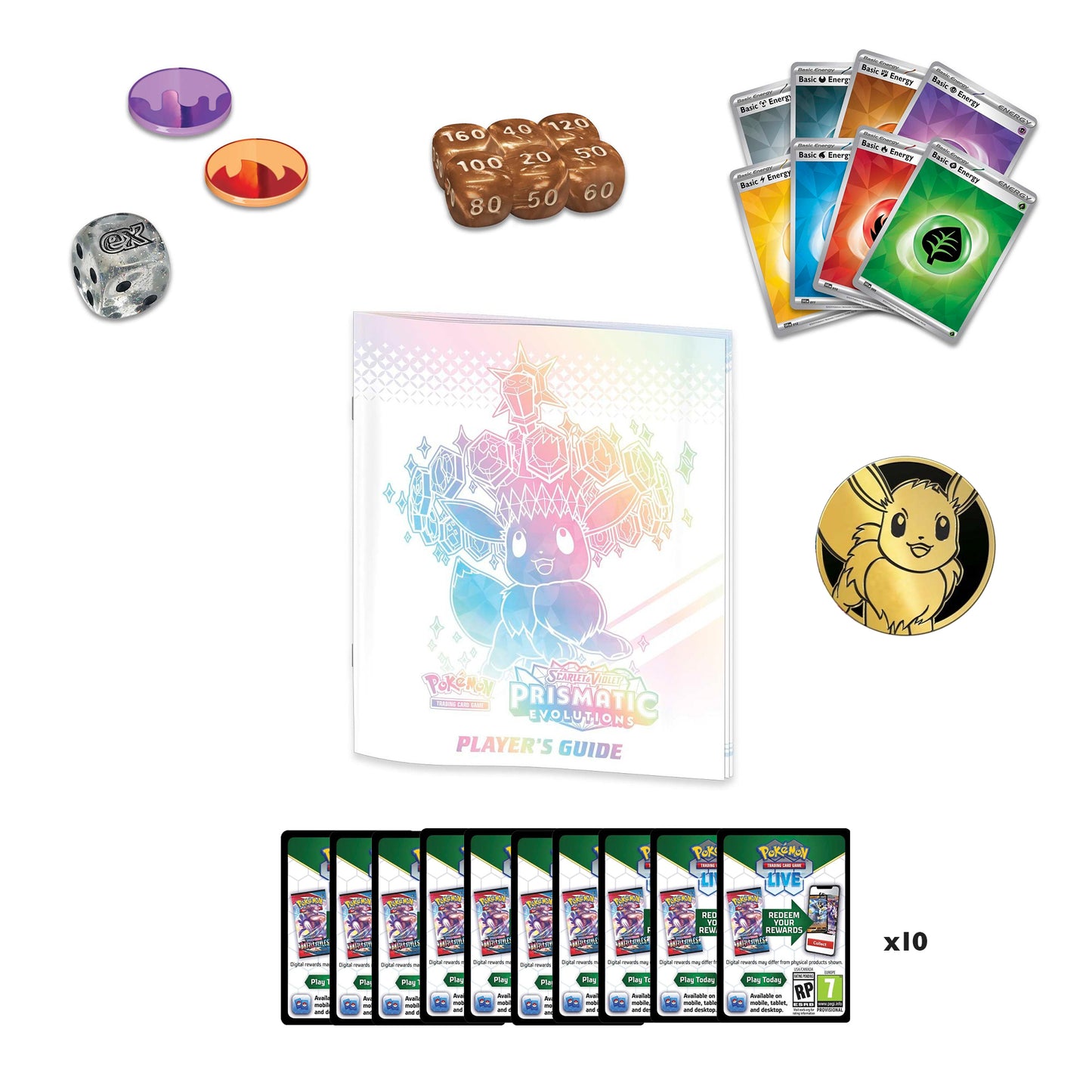 Pokemon Prismatic Evolutions - ACCESSORIES Only from Elite Trainer Box + Bonus