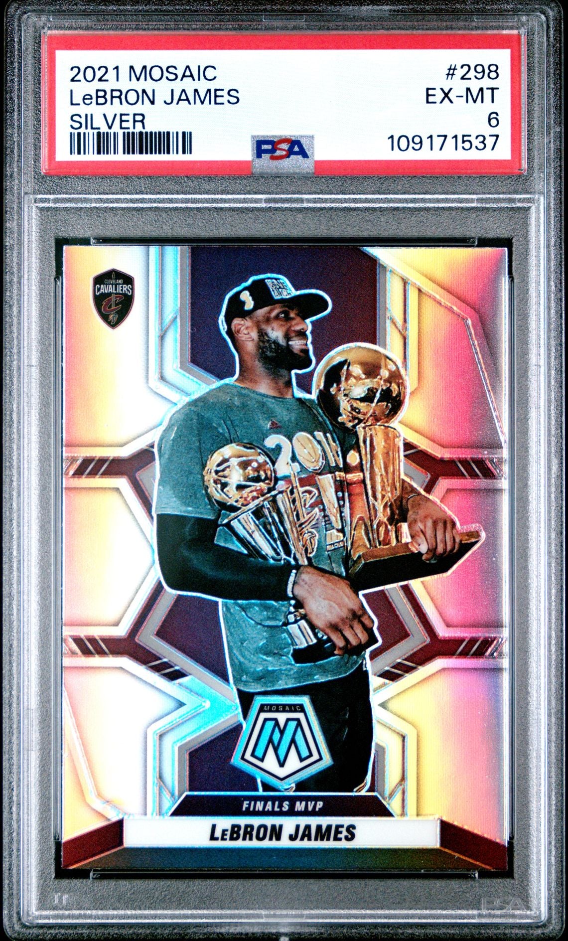 2021 Panini Mosaic 298 Lebron James Silver - PSA Graded Card 2021 Panini Mosaic 298 Lebron James Silver - PSA Graded Card