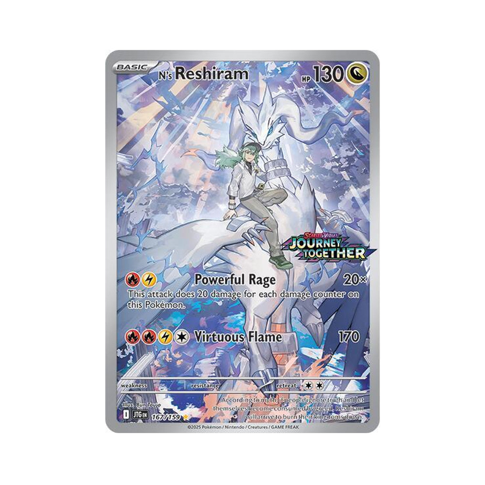 2025 Pokemon JTG-EN - N's Reshiram #167 STAMPED Promo - Journey Together Illustration Rare - Ungraded Card 2025 Pokemon JTG-EN - N's Reshiram #167 STAMPED Promo - Journey Together Illustration Rare - Ungraded Card