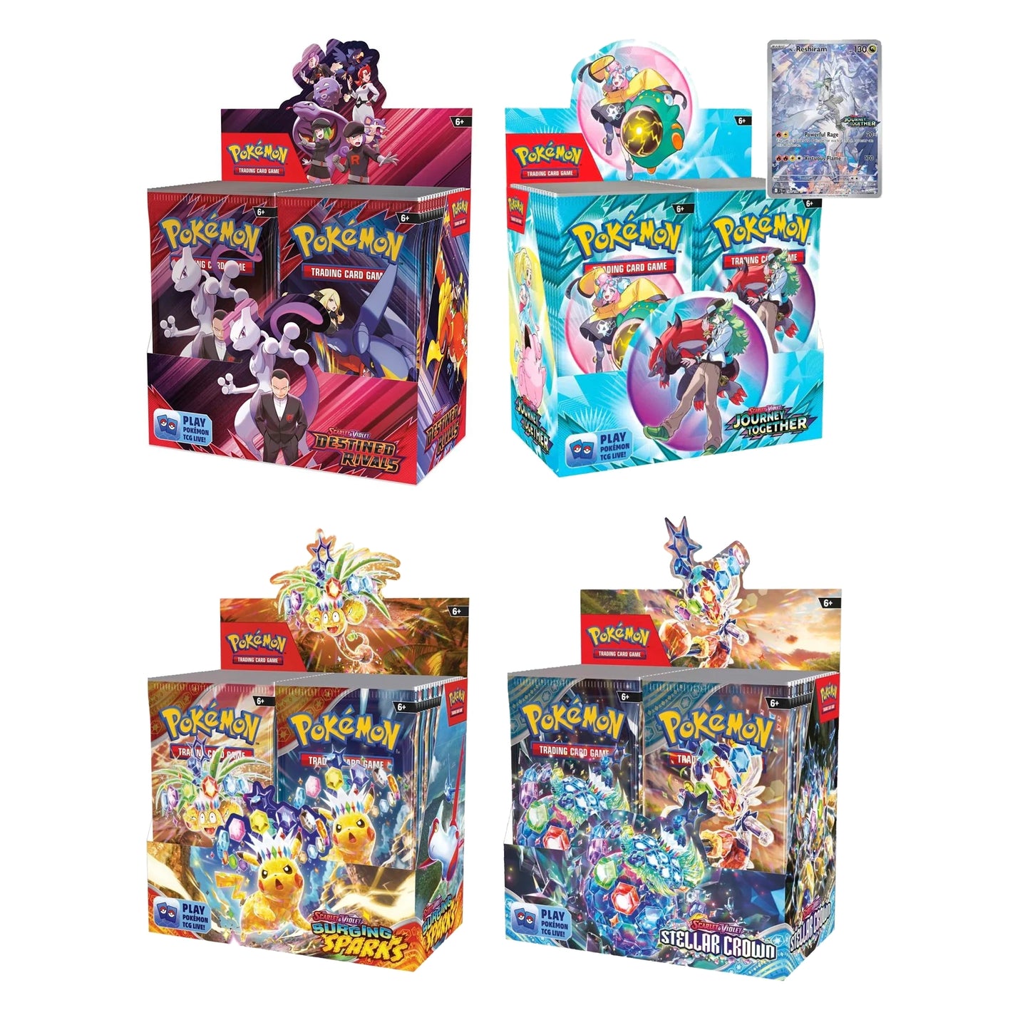 Pokemon - RIP N SAVE BUNDLE - Destined Rivals / Journey Together / Surging Sparks / Stellar Crown -  Booster Boxes - 36 Packs Each (PRE-ORDER MAY 30)