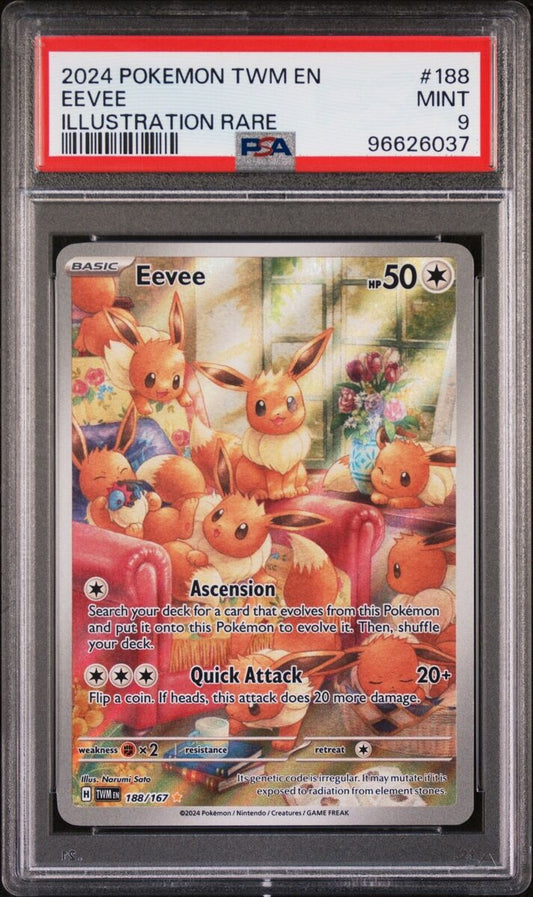 2025 Pokemon TWM-EN - #188 Eevee - Illustration Rare Twilight Masquerade - PSA Graded Card