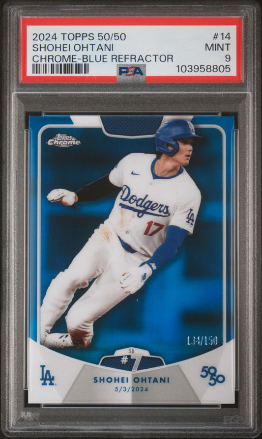 2024 Topps - Shohei Ohtani 50/50 - SB #7 - Blue Refractor - Limited to /150 - #14 - PSA Graded Card