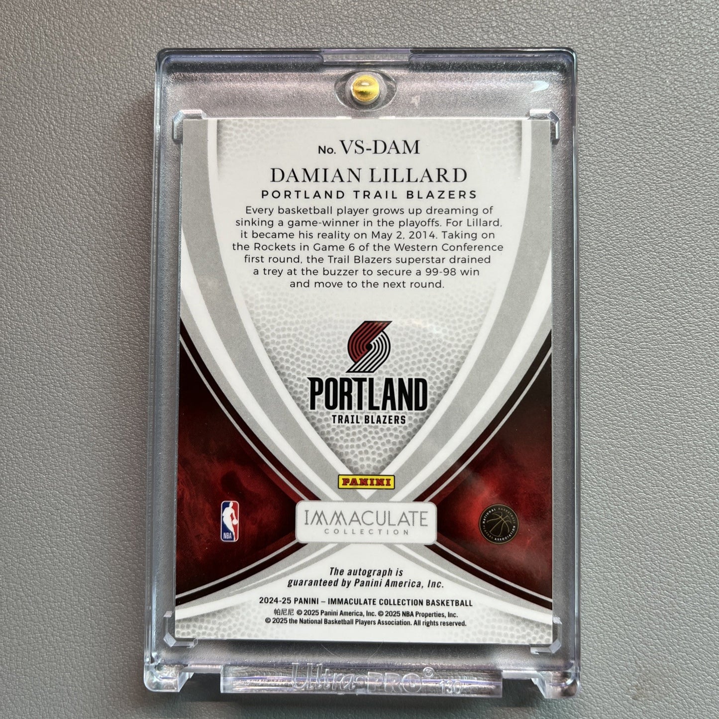 2024-25 Panini Immaculate - Damian Lillard - Victory Signature - Limited to /49