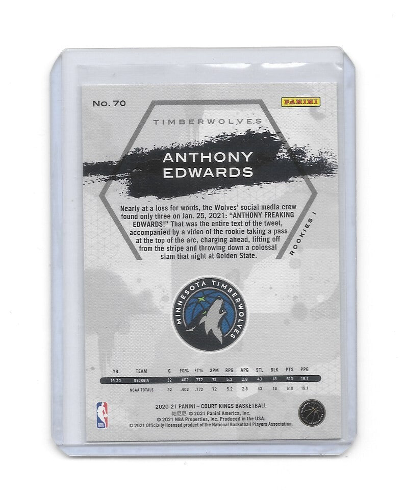 2020-21 Panini Court Kings - Anthony Edwards - Rookie Level I - #70 - Ungraded Card