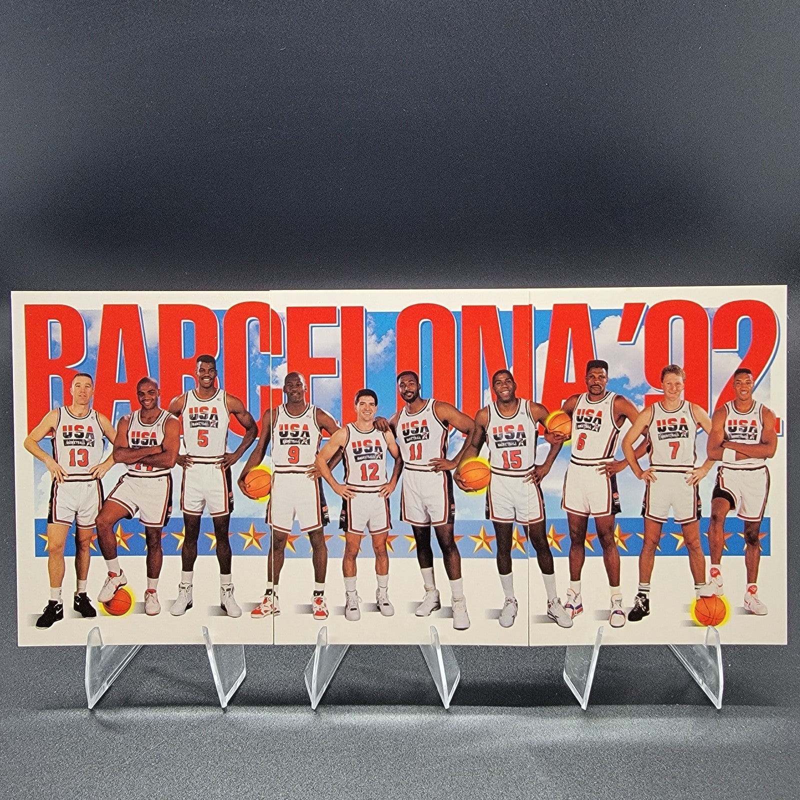 1991-92 Skybox - USA Dream Team Complete 3-Card Barcelona Set with