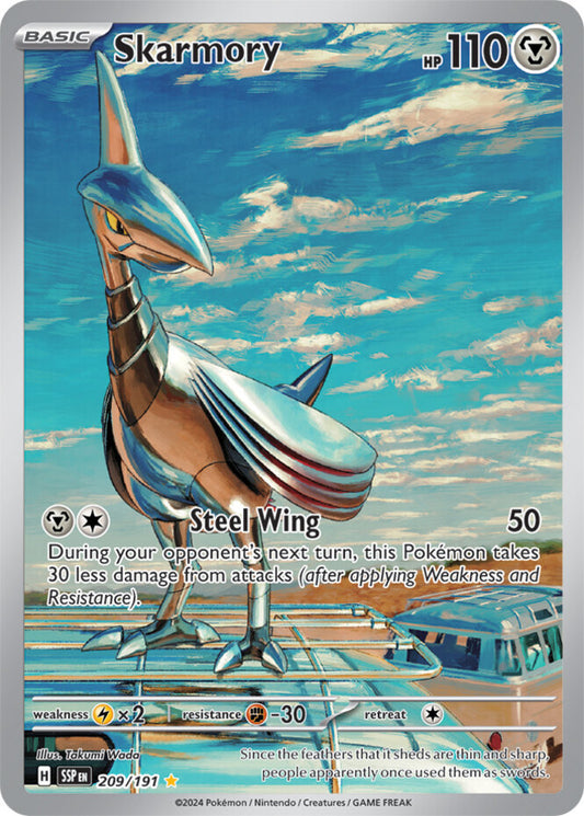 2024 Pokemon SSP-EN: − Skarmory #209 − Surging Sparks Illustration Rare − Raw Ungraded Card