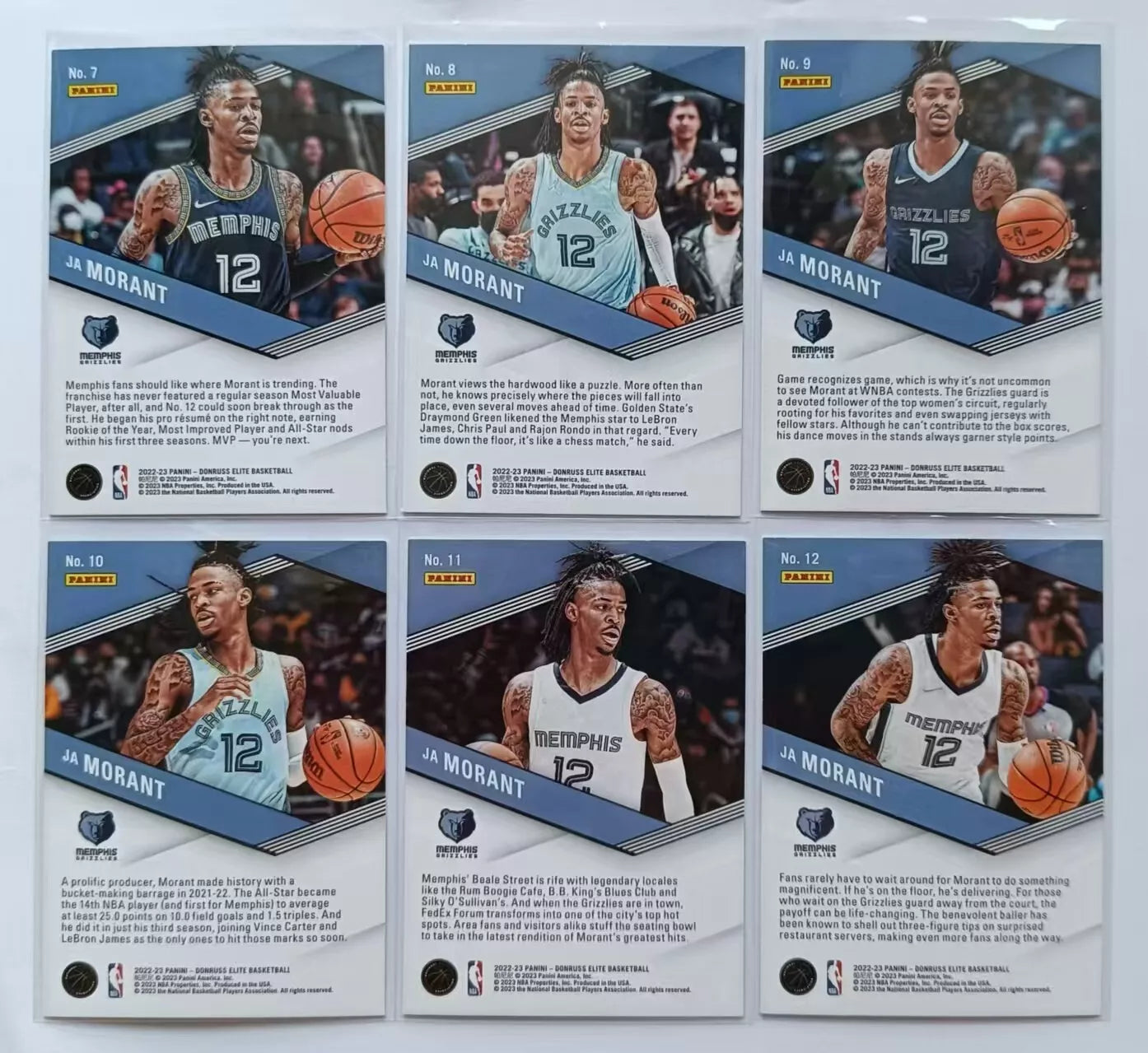 2022-23 Elite Ja Morant - M.O.R.A.N.T SPELLBOUND Complete 6 Card Set