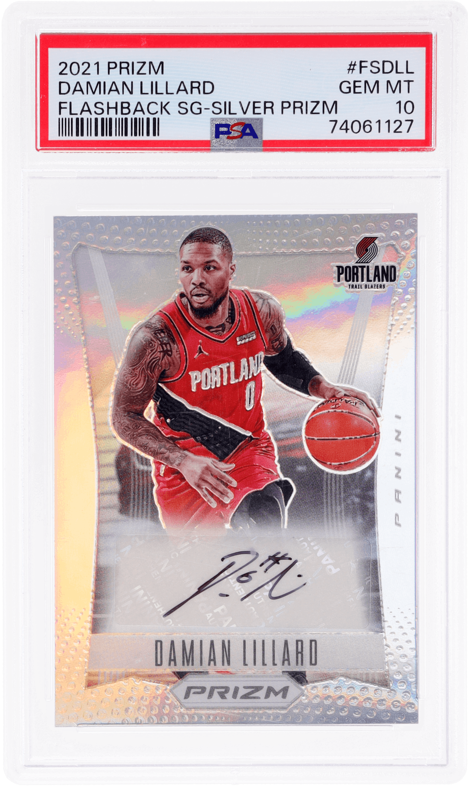 2021 Panini Prizm - Damian Lillard - Flashback Auto Silver Prizm #FS-Dll - PSA Graded Card