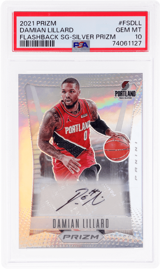 2021 Panini Prizm - Damian Lillard - Flashback Auto Silver Prizm #FS-Dll - PSA Graded Card