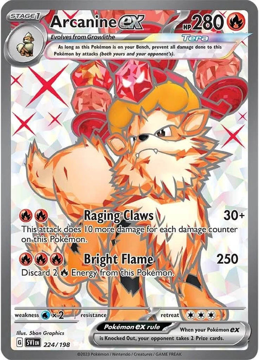 2023 Pokemon SVI-EN: − Arcanine ex #224 − Scarlet & Violet Ultra Rare − Raw Ungraded Card