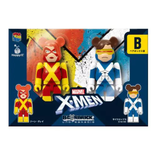 Medicom Bearbrick - 100% 2 Pack X-Men - Jean Grey & Cyclops Prize B Keychain - Japan Lottery Exclusive