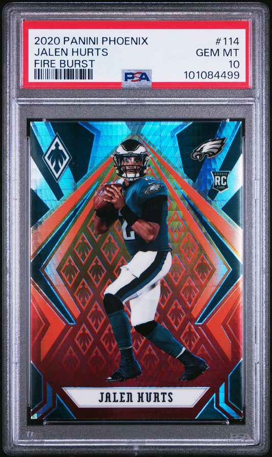 2020 PANINI - PHOENIX - #114 - JALEN HURTS- FIRE BURST - ROOKIE - PSA Graded Card