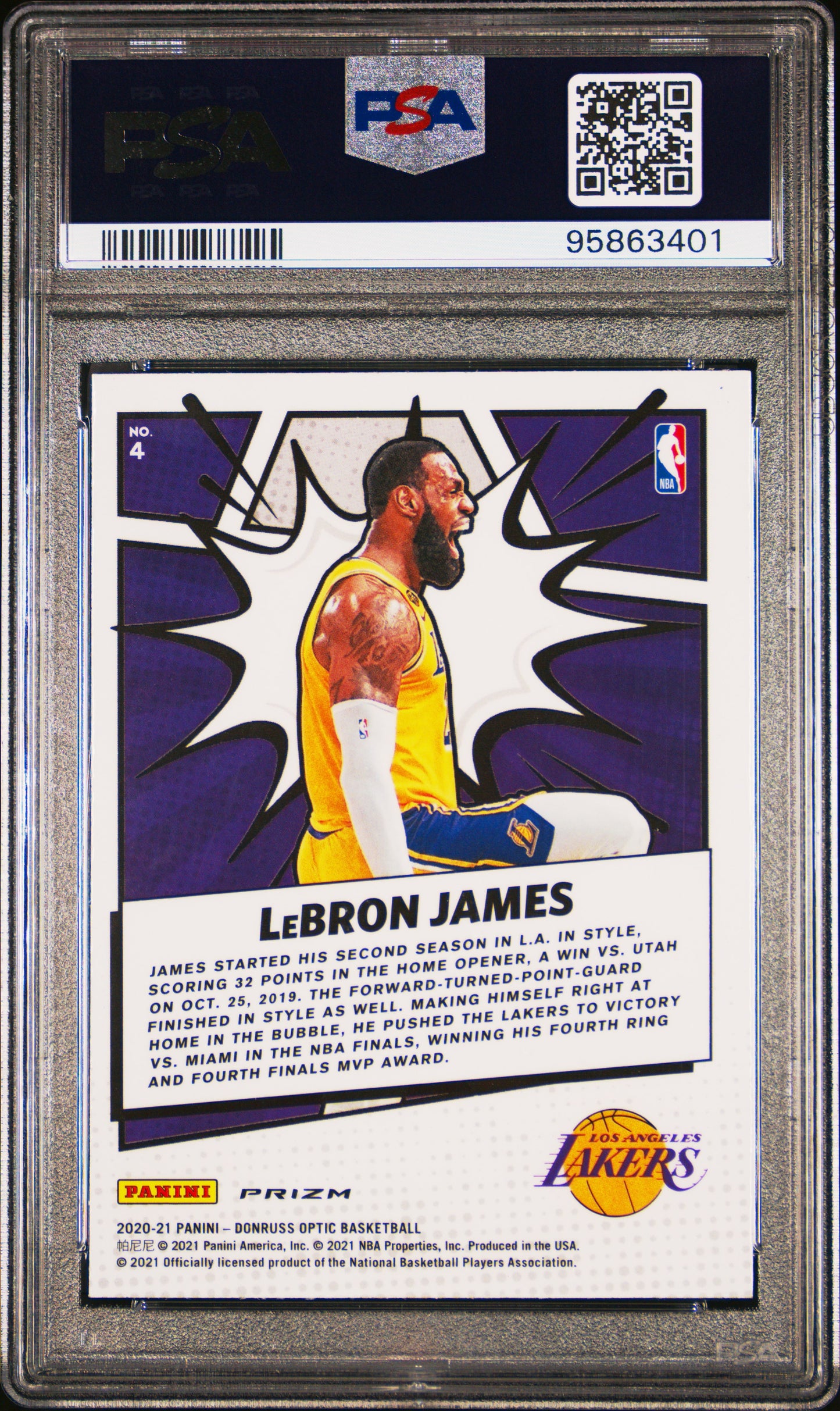 2020 Donruss Optic - LeBron James - Purple My House - #4- PSA Graded Card
