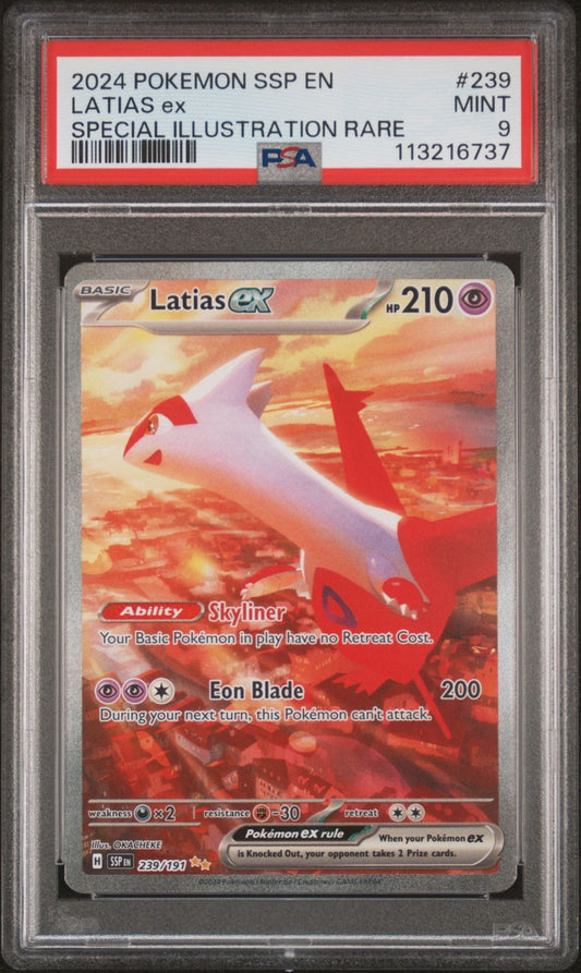 2024 Pokemon SSP En — Surging Sparks — 239 Latias Special Illustration Rare — PSA Graded Card