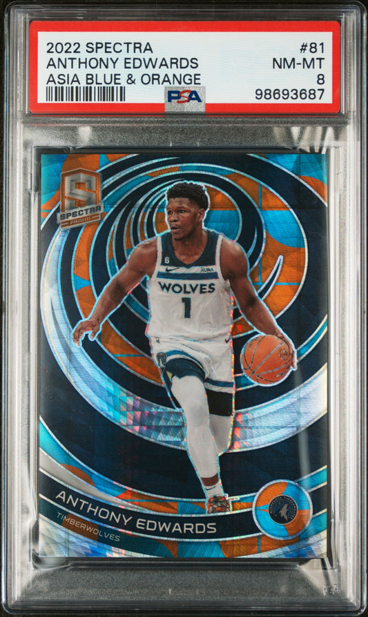 2022 Panini Spectra - Anthony Edwards - Asia Blue & Orange - Limited to /49 - #81 - PSA Graded Card