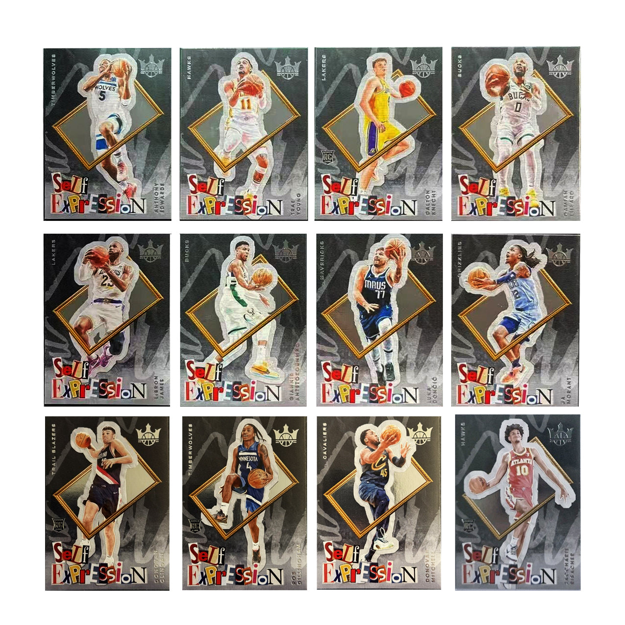 2024-25 Panini Court Kings - Self Expression - LeBron Giannis Luka & More - 12 Card Lot - Ungraded