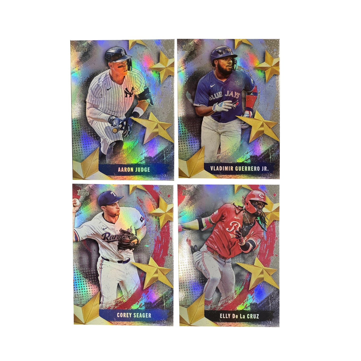 2025 Topps Series 1 - Stars of MLB - Aaron Judge Set of 4 + Elly De La Cruz / Corey Seager / Vladimir Guerrero Jr.- Raw Ungraded Cards