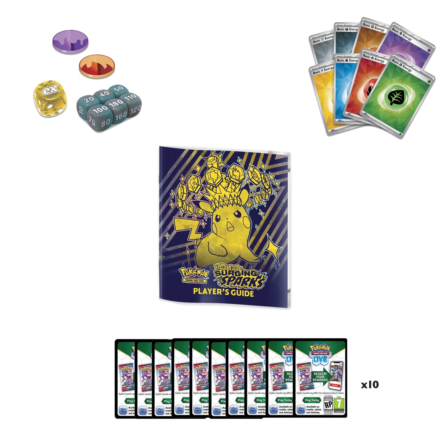 Pokemon Surging Sparks - ACCESSORIES Only from Elite Trainer Box