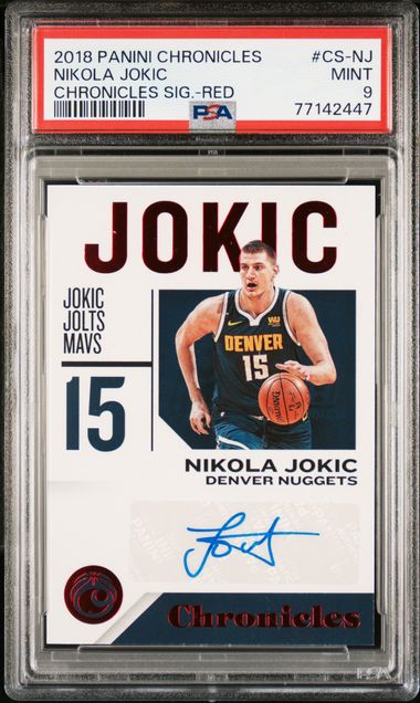 2018 Panini Chroniles - Signatures Red NIKOLA JOKIC #CS-NJ - PSA 9 Graded Card - Autograph