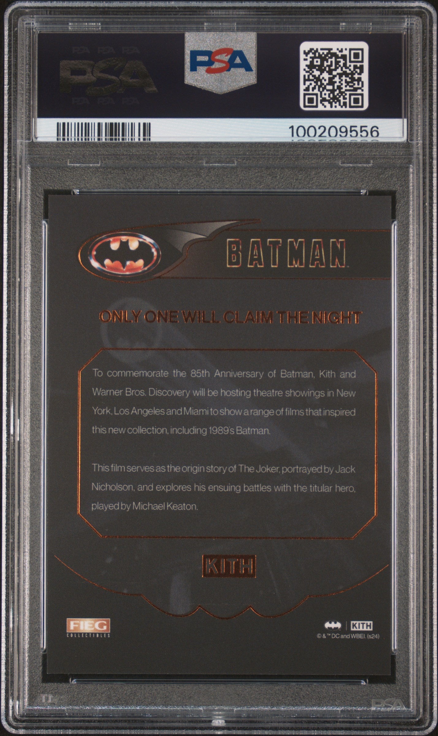 2024 Batman x KITH - Batman 1989 - Promo Card - Feig Collectibles - PSA Graded Card